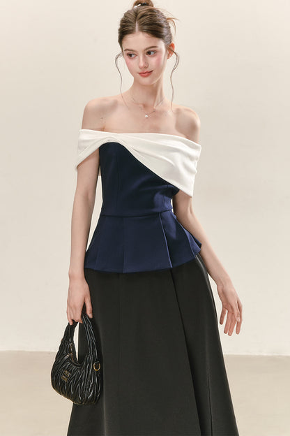Top peplo a fascia con spalle scoperte