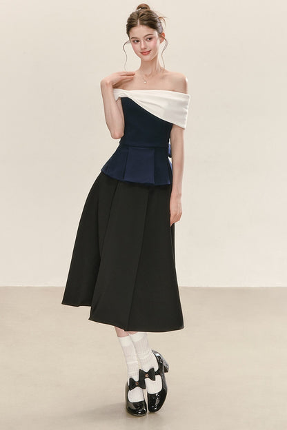 Top peplo a fascia con spalle scoperte