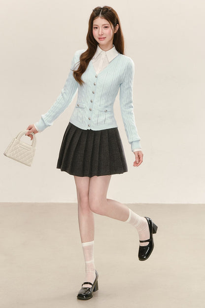 Cardigan in maglia con scollo a V in stile college