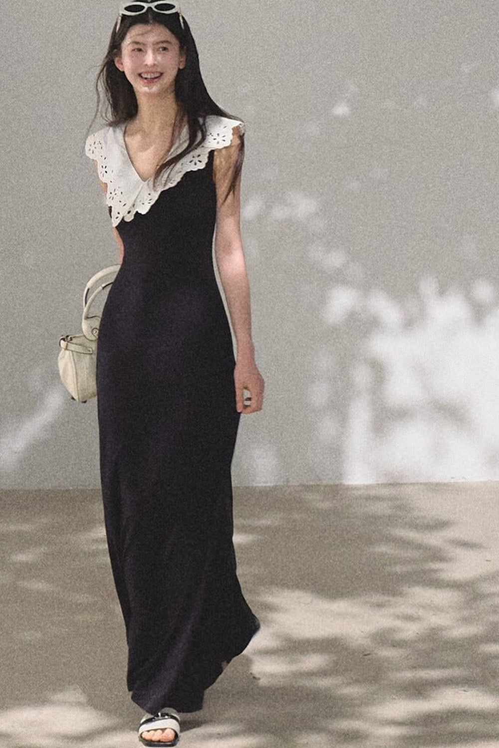Cotton Sleeveless Backless Waist-cinching Dress