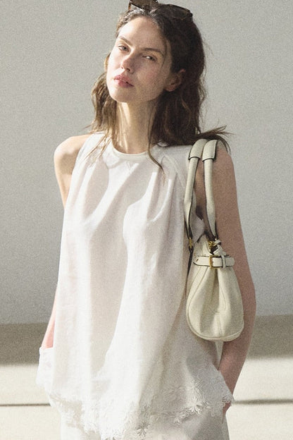 Lyocell-Camisole mit Spitze im Morgenstil