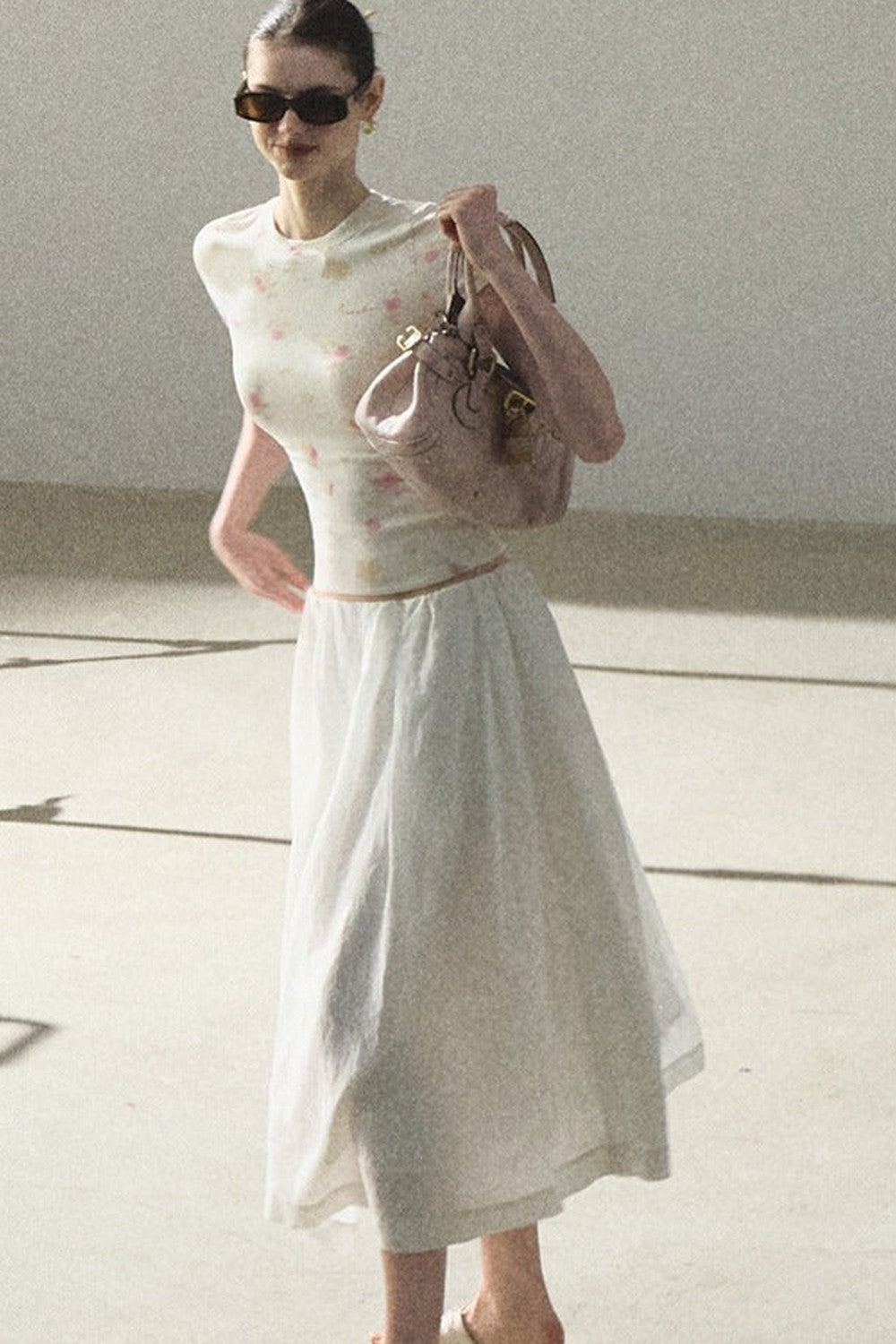 A-Line Lyocell Linen Midi Skirt