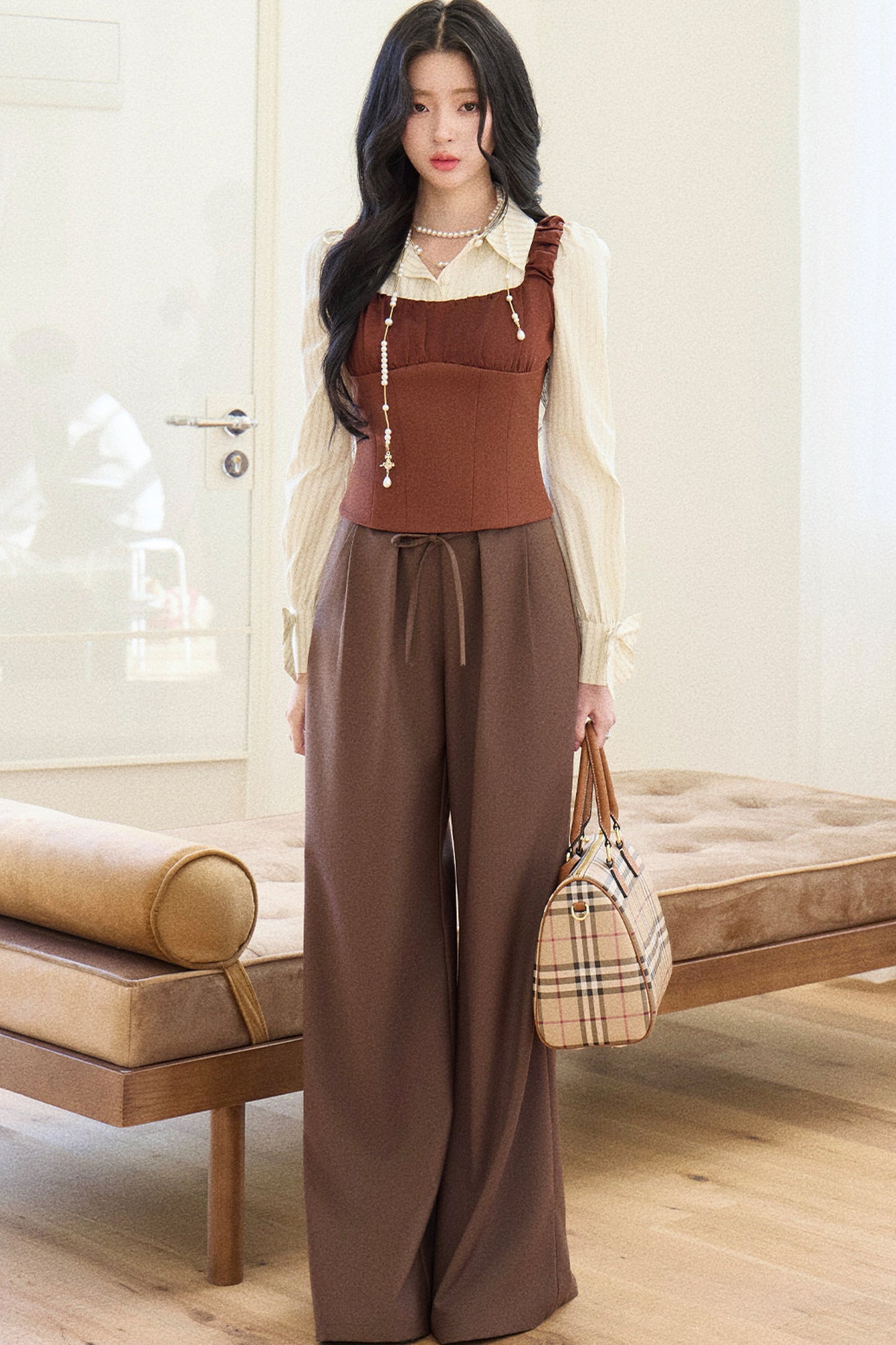 Daffodil Striped Blouse Vest Set-Up
