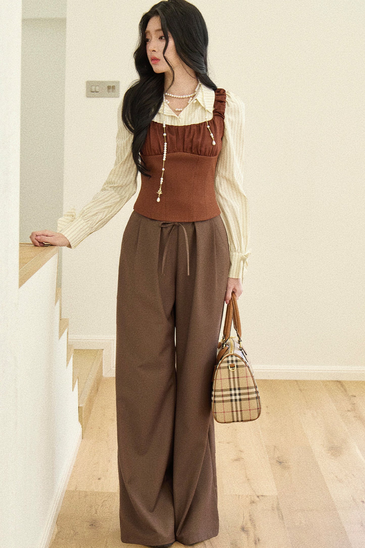 Daffodil Striped Blouse Vest Set-Up