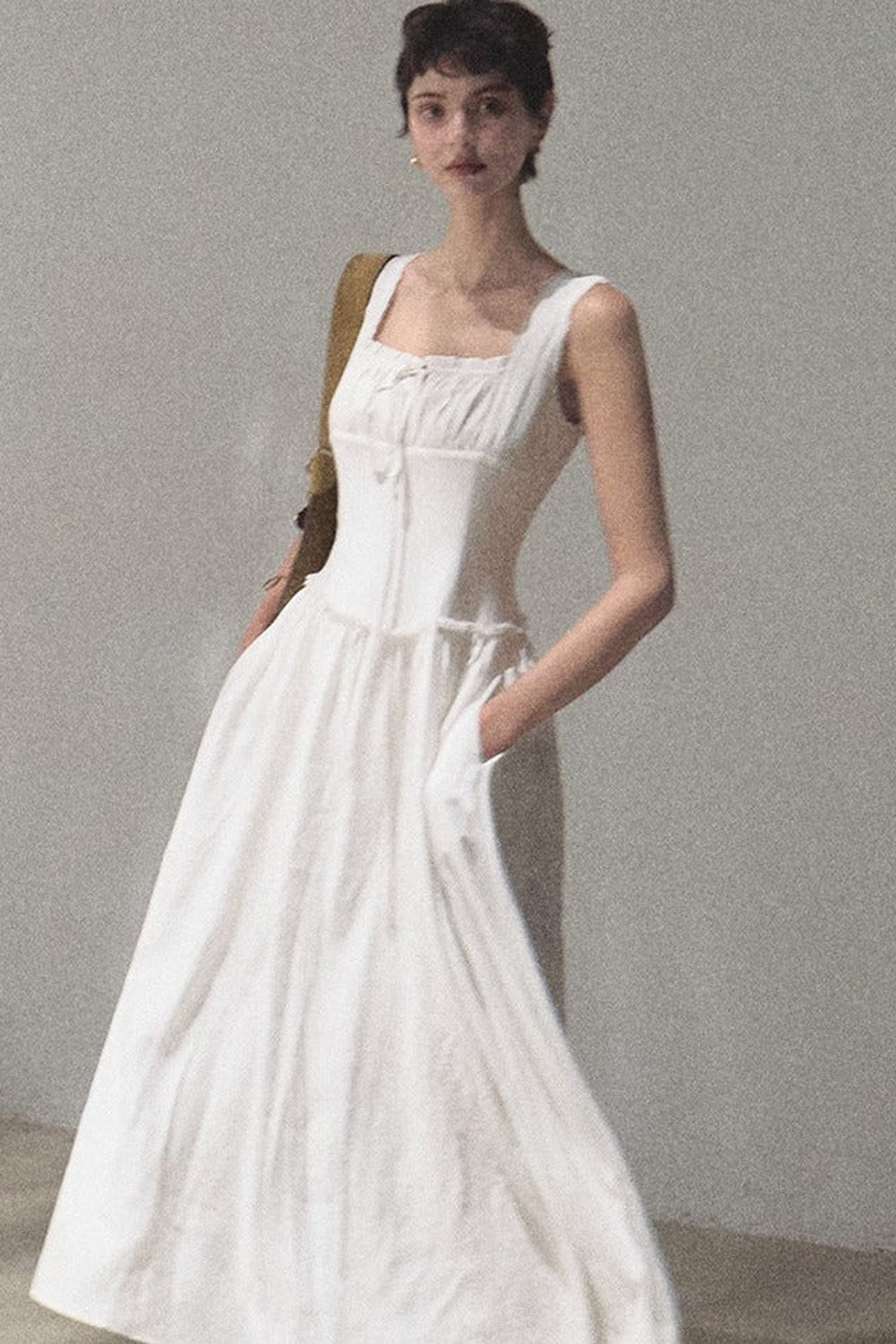 Sleeveless Ruffled Square Neck Dress