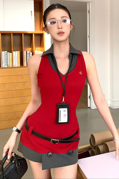Elegant Sleeveless Vest Set-Up