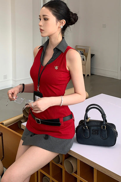 Elegant Sleeveless Vest Set-Up