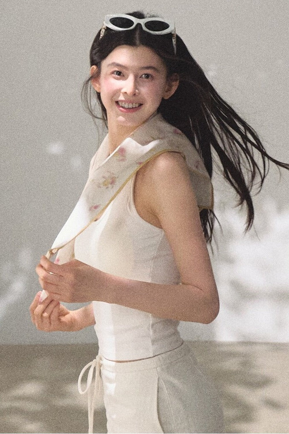 Magic Silk Contrast Edge Scarf Top