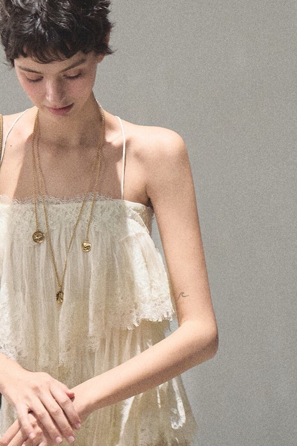Heartbeat Lace Tiered Dress and Camisole Set