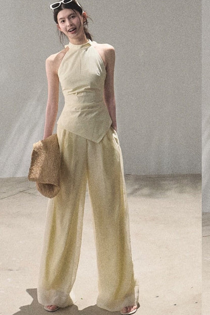Old-Money-Netz-Hose mit weitem Bein