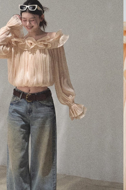 Off-Shoulder Lantern Sleeve Blouse
