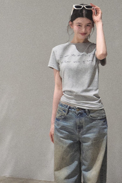 Vintage Hand-Painted Jeans Set