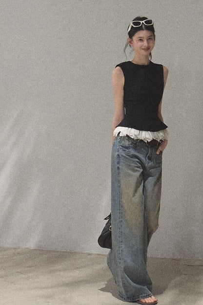 Vintage Hand-Painted Jeans Set