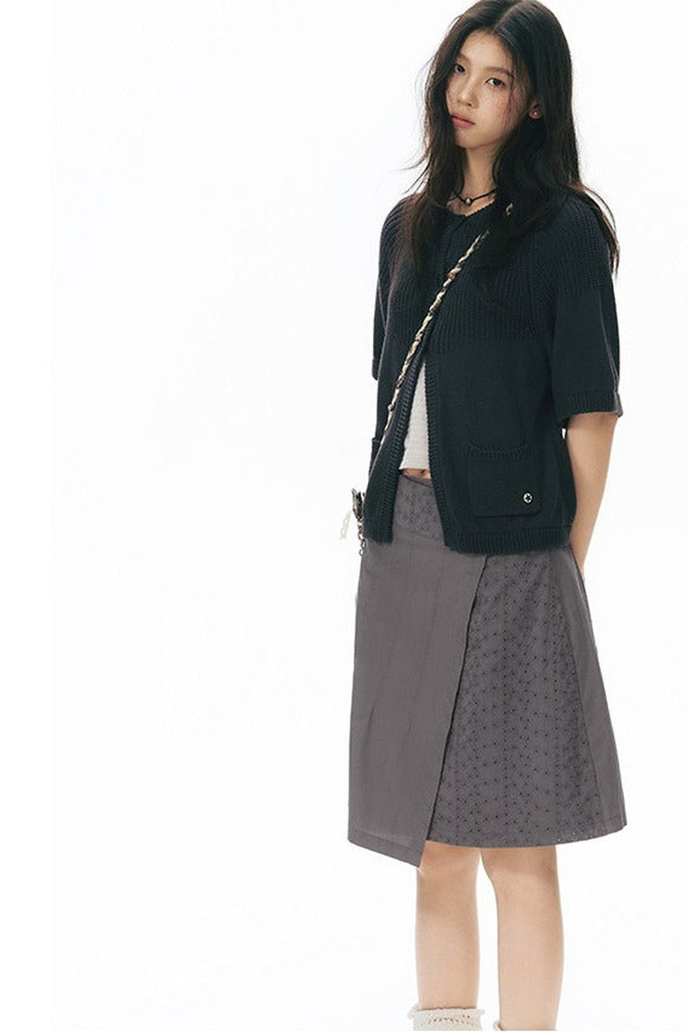 Retro Asymmetrical Pleated Skirt