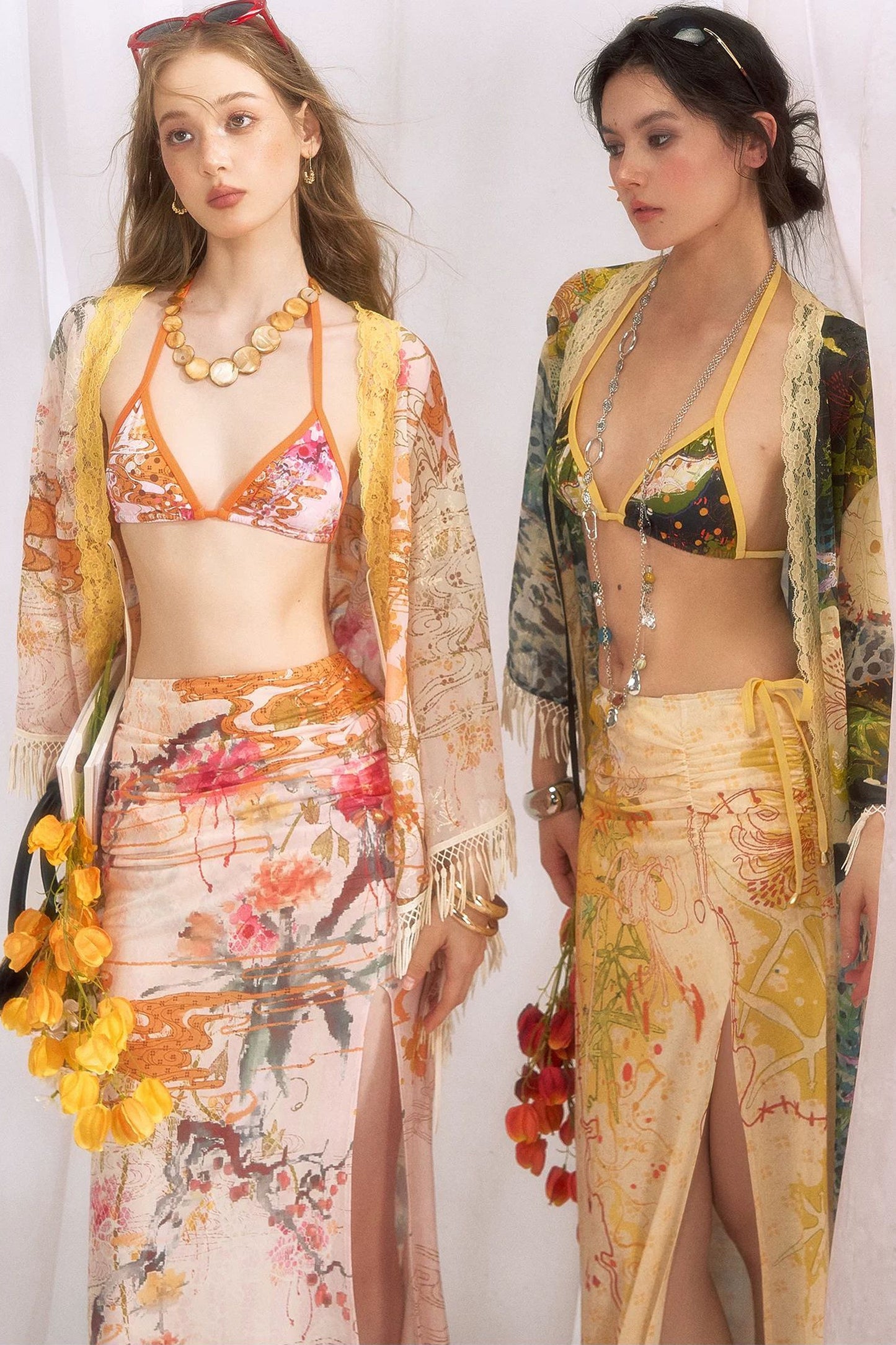 Cloud Flower Tropical Floral Triangle Bikini Set-Up