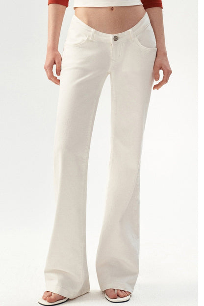 Low Waist Flare Cotton Pants