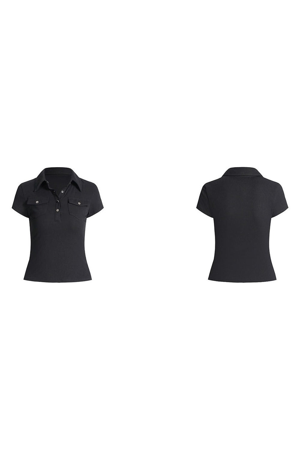 Black Polo Collar Top