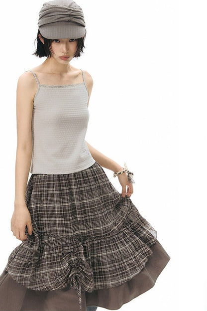 Plaid Multi-Layer Cake Skirt