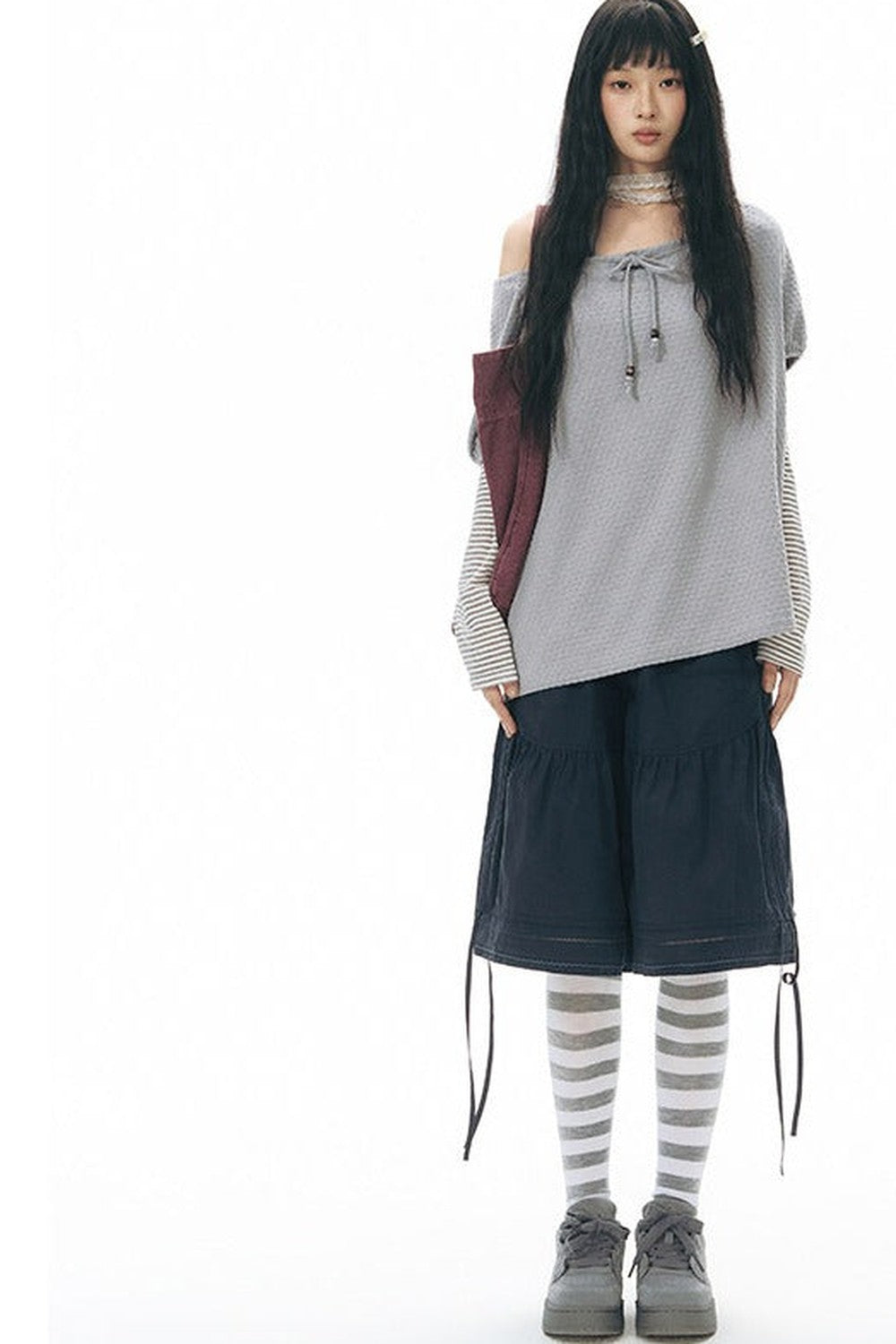 Lace Splicing Wide Leg Cropped Pants