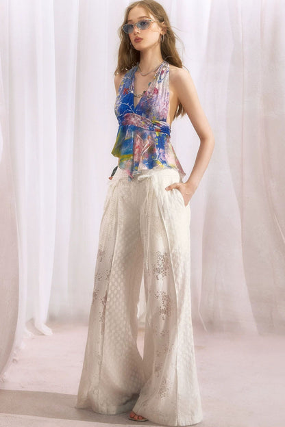 Halter Neck V-Neck Ruffle Camisole