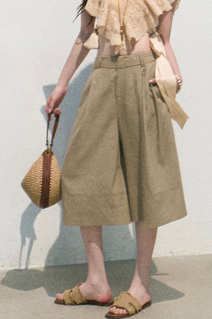 Colorful Lyocell Linen Capri Pants