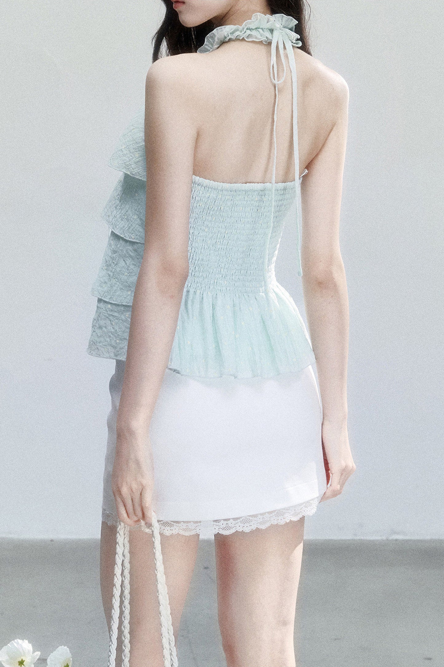 Mint Polka Dot Halter Top Set-Up