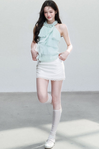 Mint Polka Dot Halter Top Set-Up