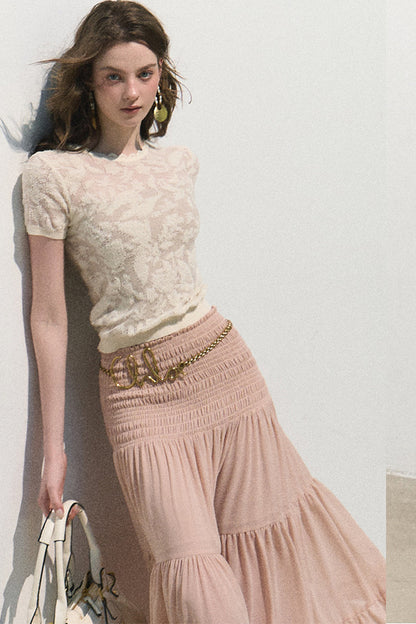 Maglia bohémien in organza lavorata a maglia