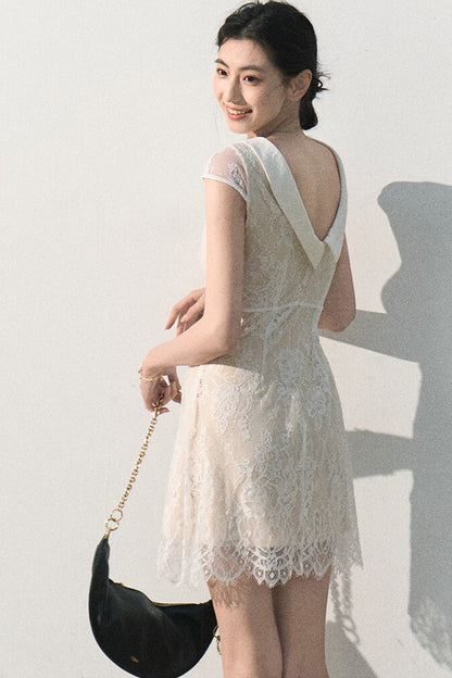 Abito jacquard in pizzo nuvola