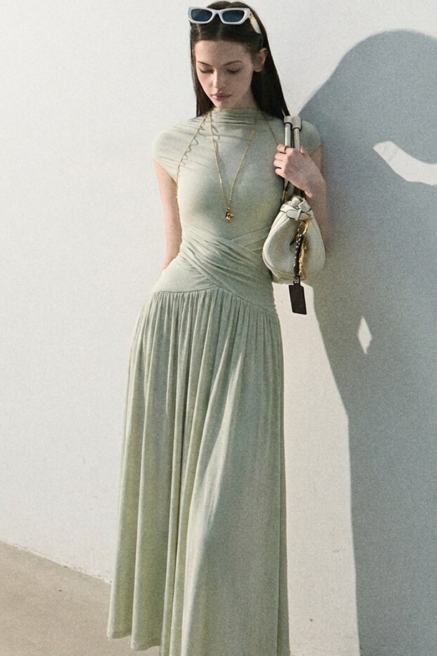 Green Lake Draped Knit Dress