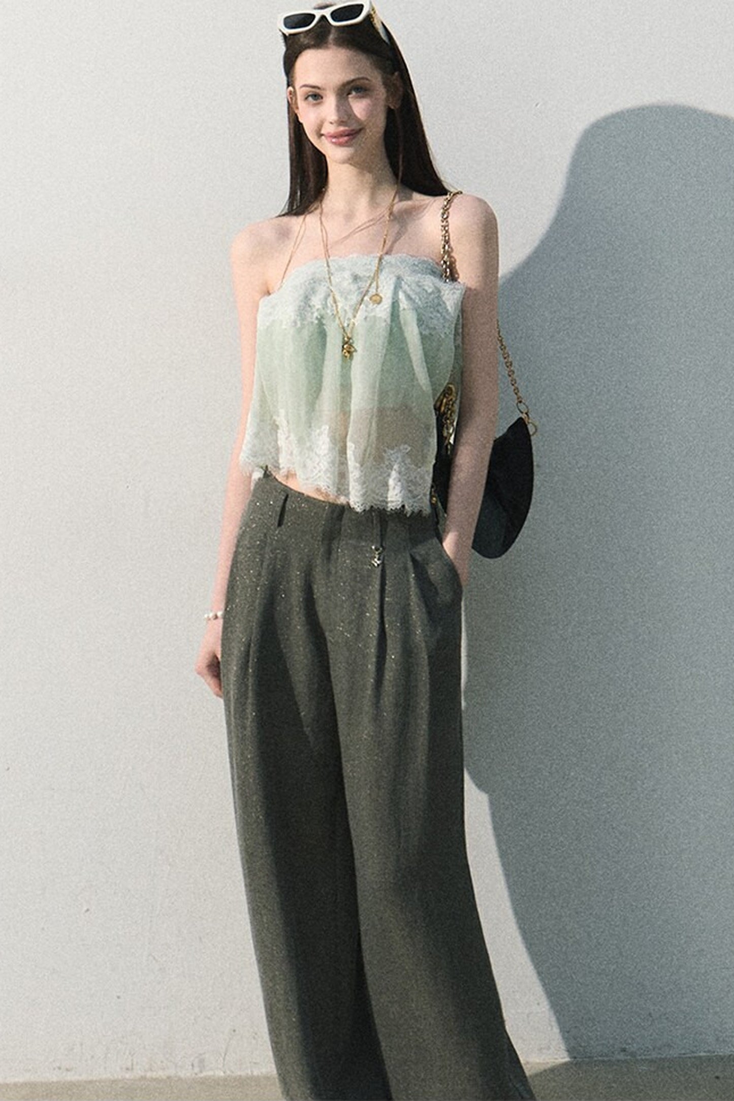 Mint Lace Off-Shoulder Top