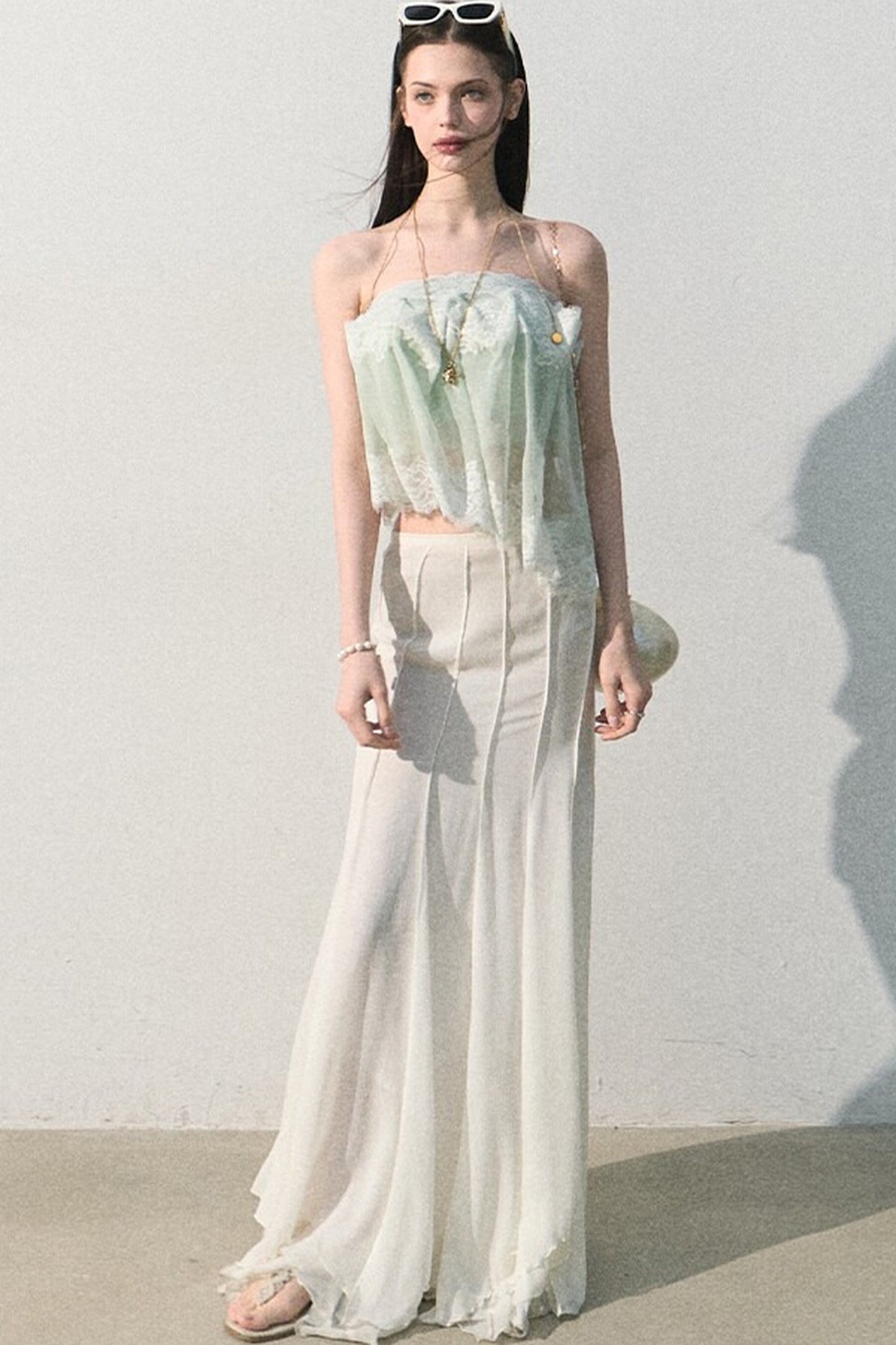 Mint Lace Off-Shoulder Top