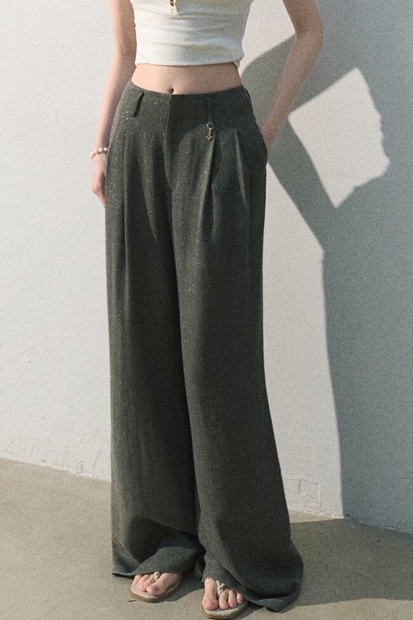 Gilded Linen Draped Pants