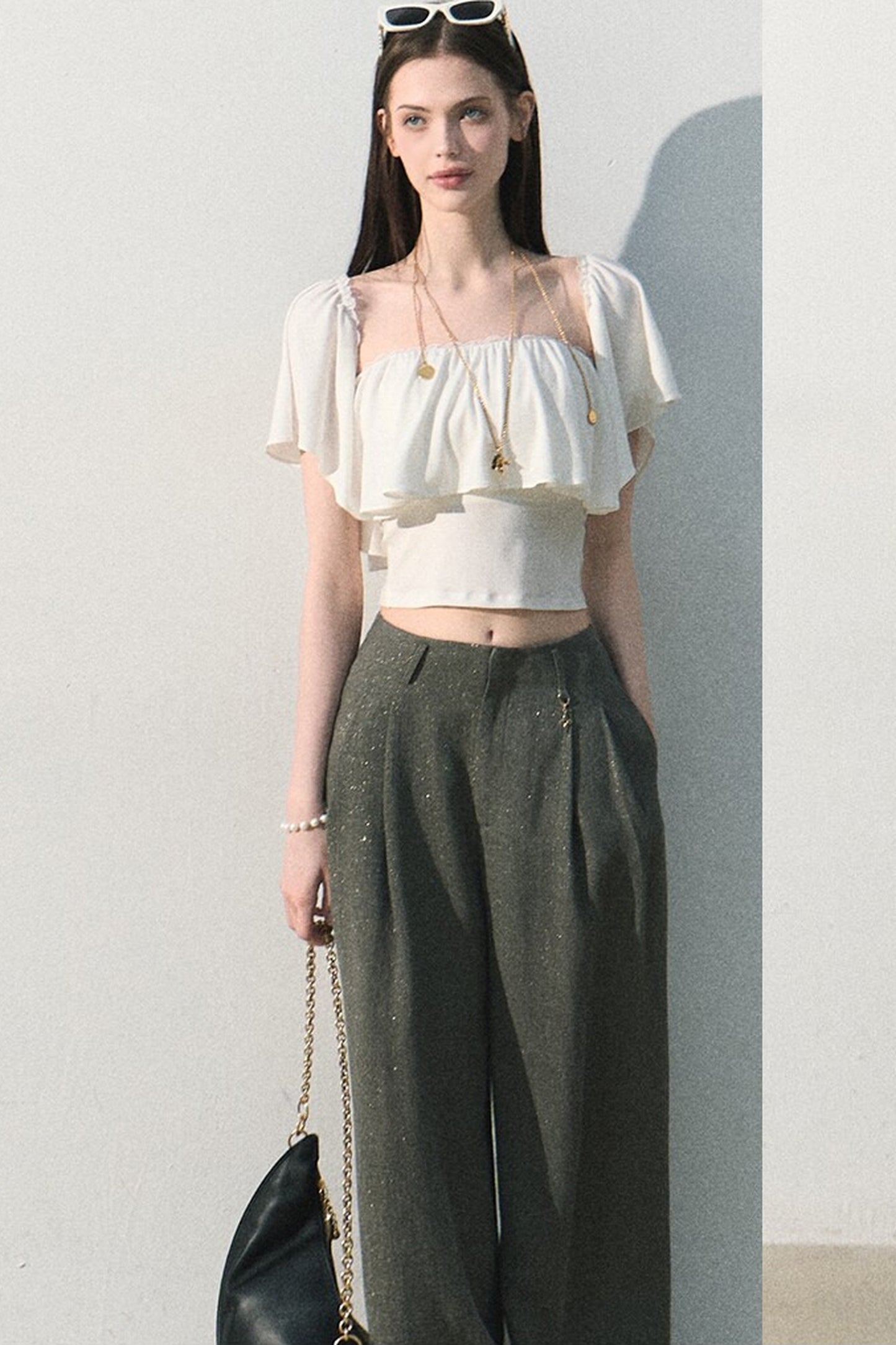 Gilded Linen Draped Pants
