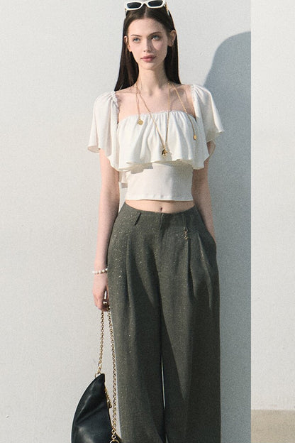 Gilded Linen Draped Pants