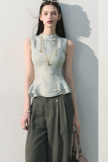 Gilded Linen Draped Pants