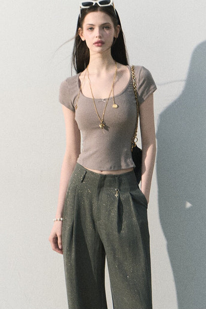 Gilded Linen Draped Pants