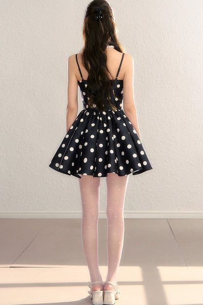 Satin Polka Dot Bow Tie Dress