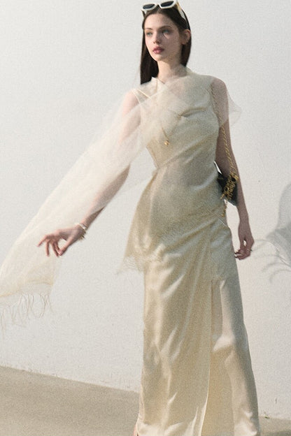 Acetate Lace Off-Shoulder Set-Up