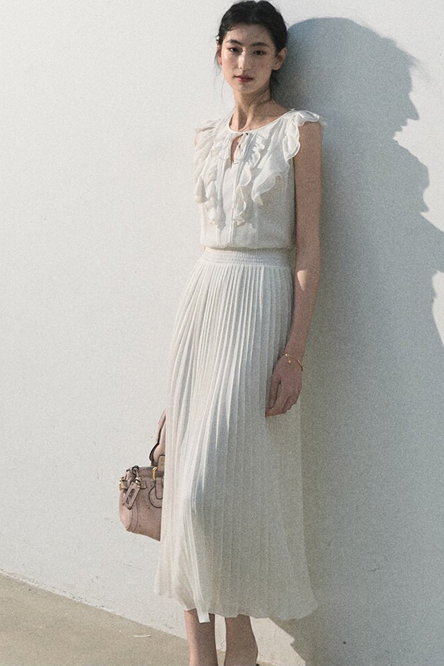 Pure White Chiffon Dress