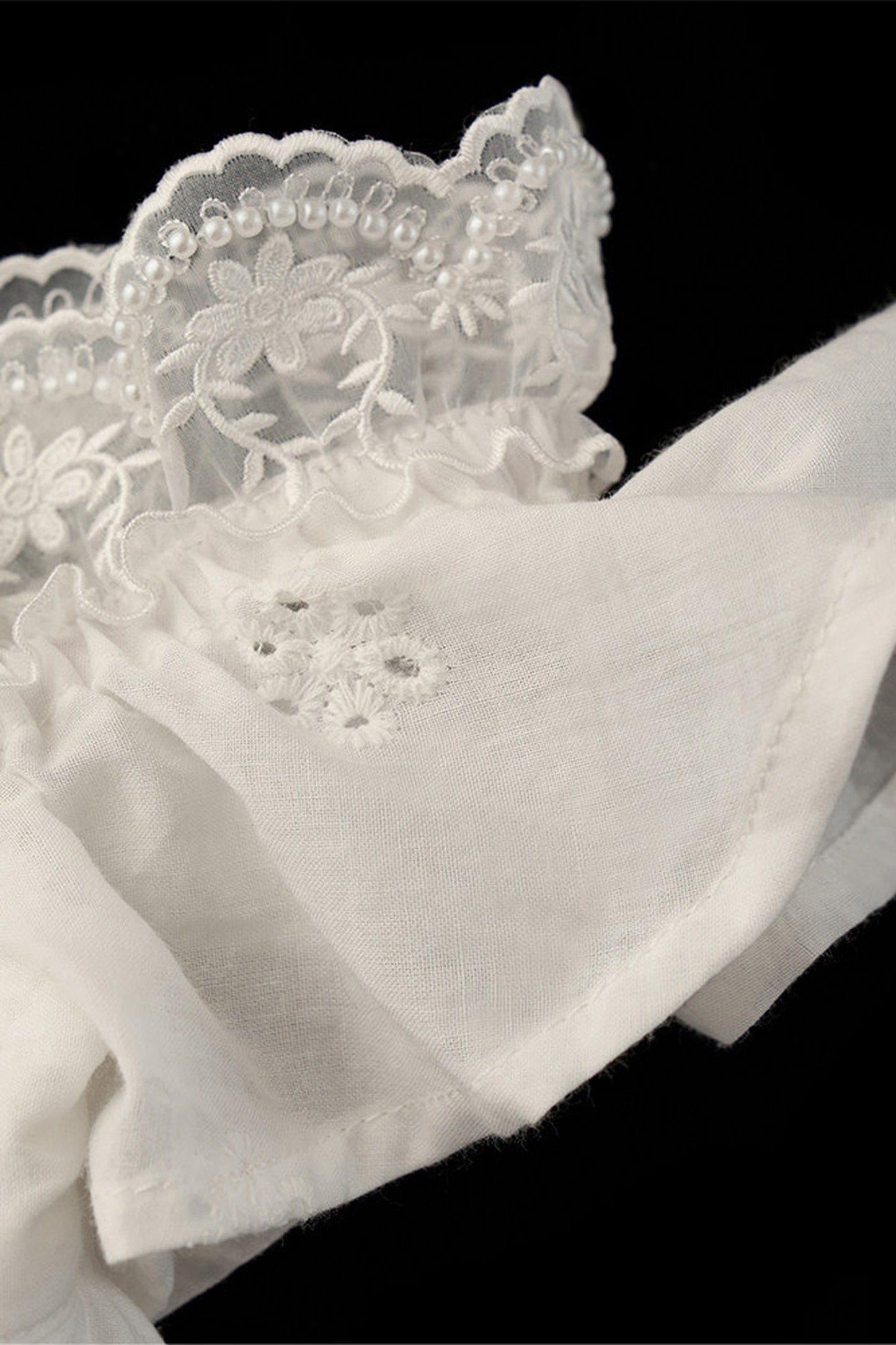 White Lace Ruffled Dress Set