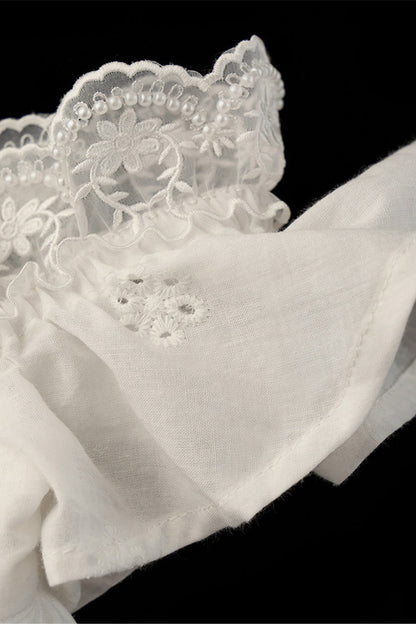 White Lace Ruffled Dress Set