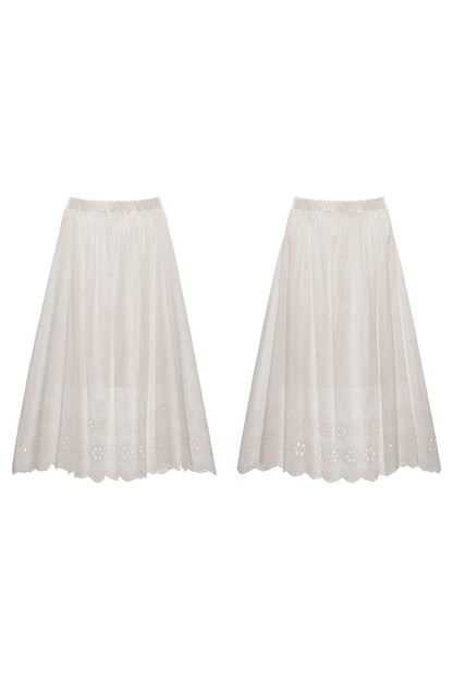 White Lace Ruffled Dress Set