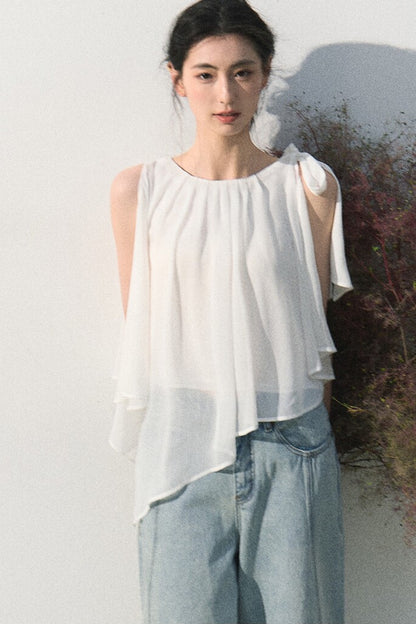 Pantaloni vintage in cotone effetto consumato a gamba larga