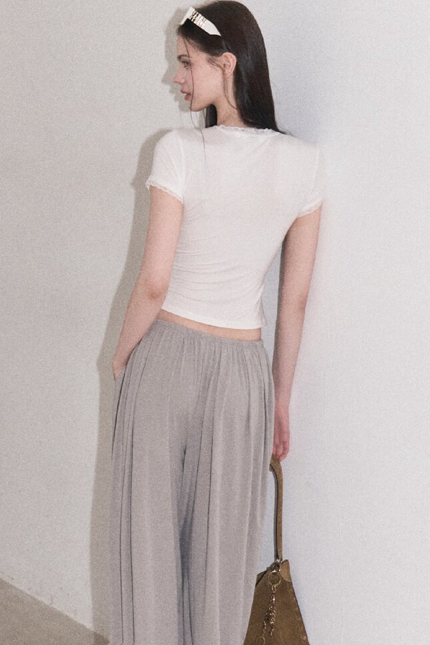 Lenzing maglia in modal con bordo in pizzo