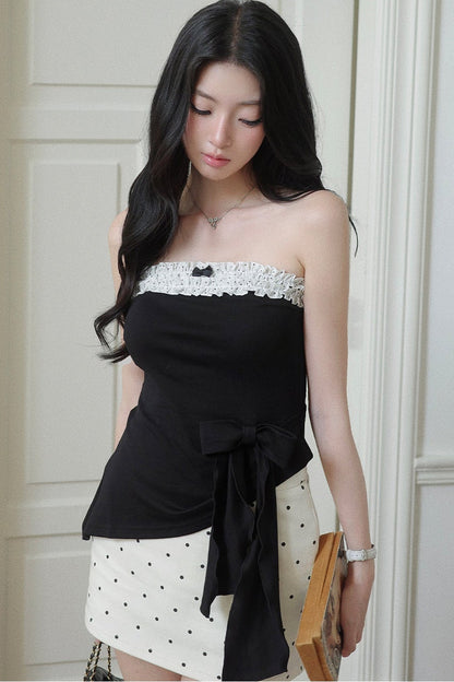 Contrast Lace Tube Top Set-Up