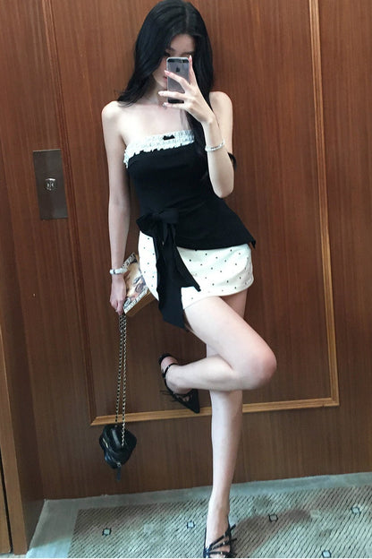 Contrast Lace Tube Top Set-Up
