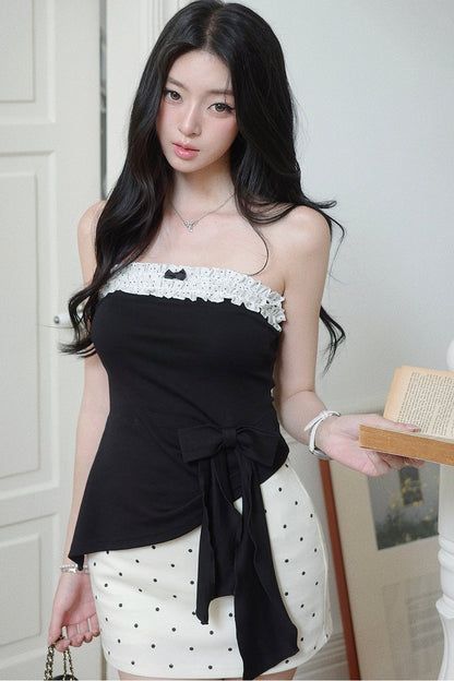 Contrast Lace Tube Top Set-Up
