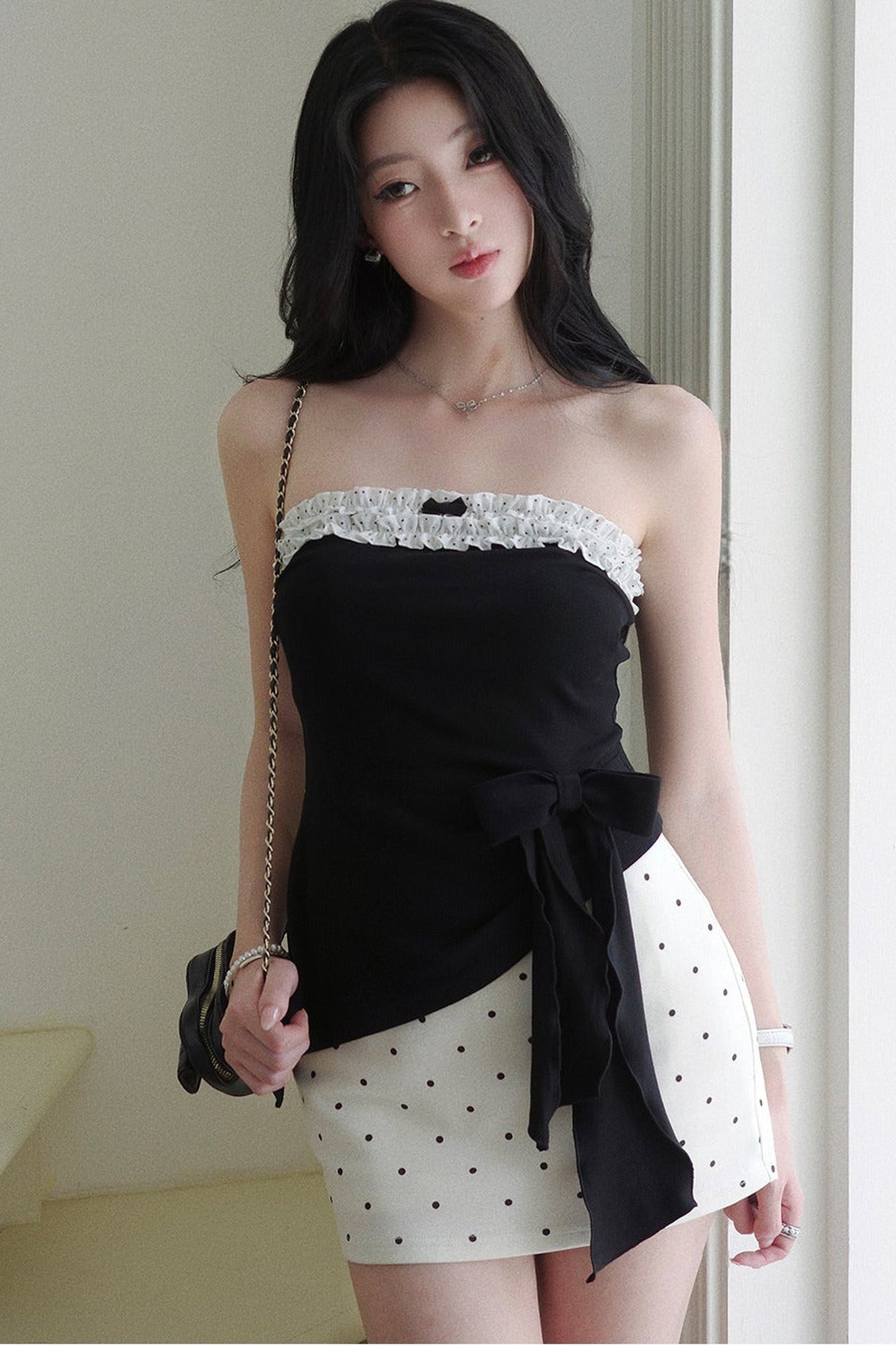 Contrast Lace Tube Top Set-Up