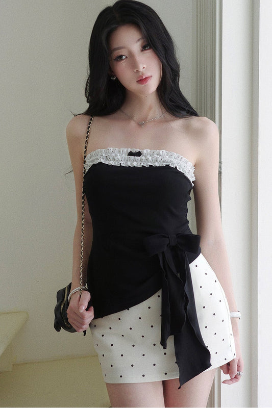 Contrast Lace Tube Top Set-Up
